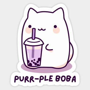 Purr-ple Boba - Funny Boba Cat Milk Tea - Purple - Taro Bubble Tea - Funny Boba Cat Milk Tea - Purple - Taro Bubble Tea Sticker
